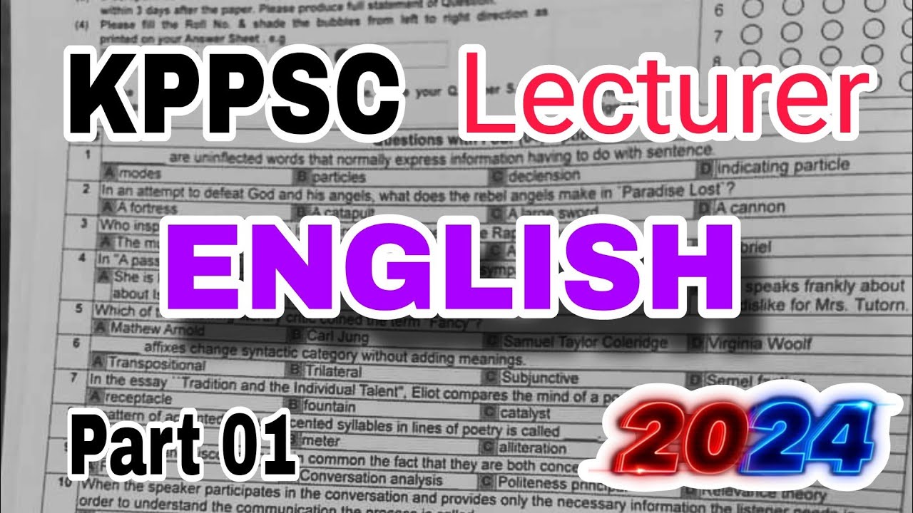 Today KPPSC Lecturer English paper mcqs part 01 | 04-11-2024 | Result | Answer keys | HEC |