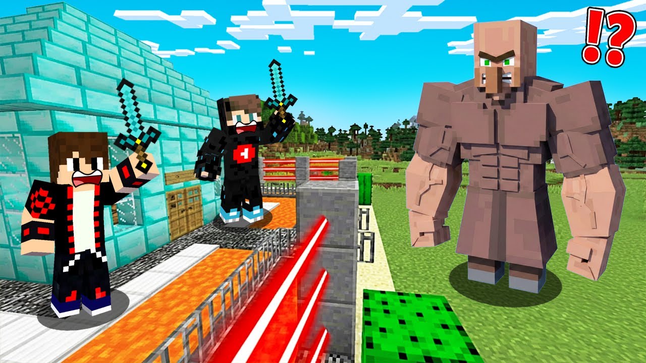 ماين كرافت : حماية بيت الدايموند من القروي العملاق !!؟ 🔥😱