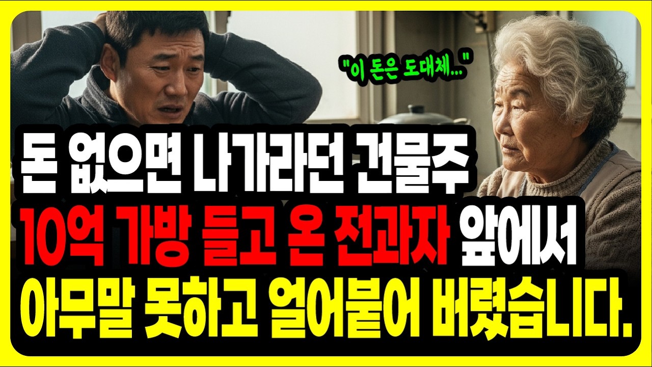 돈 없으면 나가라던 건물주 10억 가방 들고 온 전과자 앞에서 아무말 못하고 얼어붙어 버린 사연ㅣ충격사연ㅣ노후사연ㅣ감동사연ㅣ사연라디오ㅣ오디오북ㅣ고부갈등ㅣ가족갈등ㅣ슬픈사연