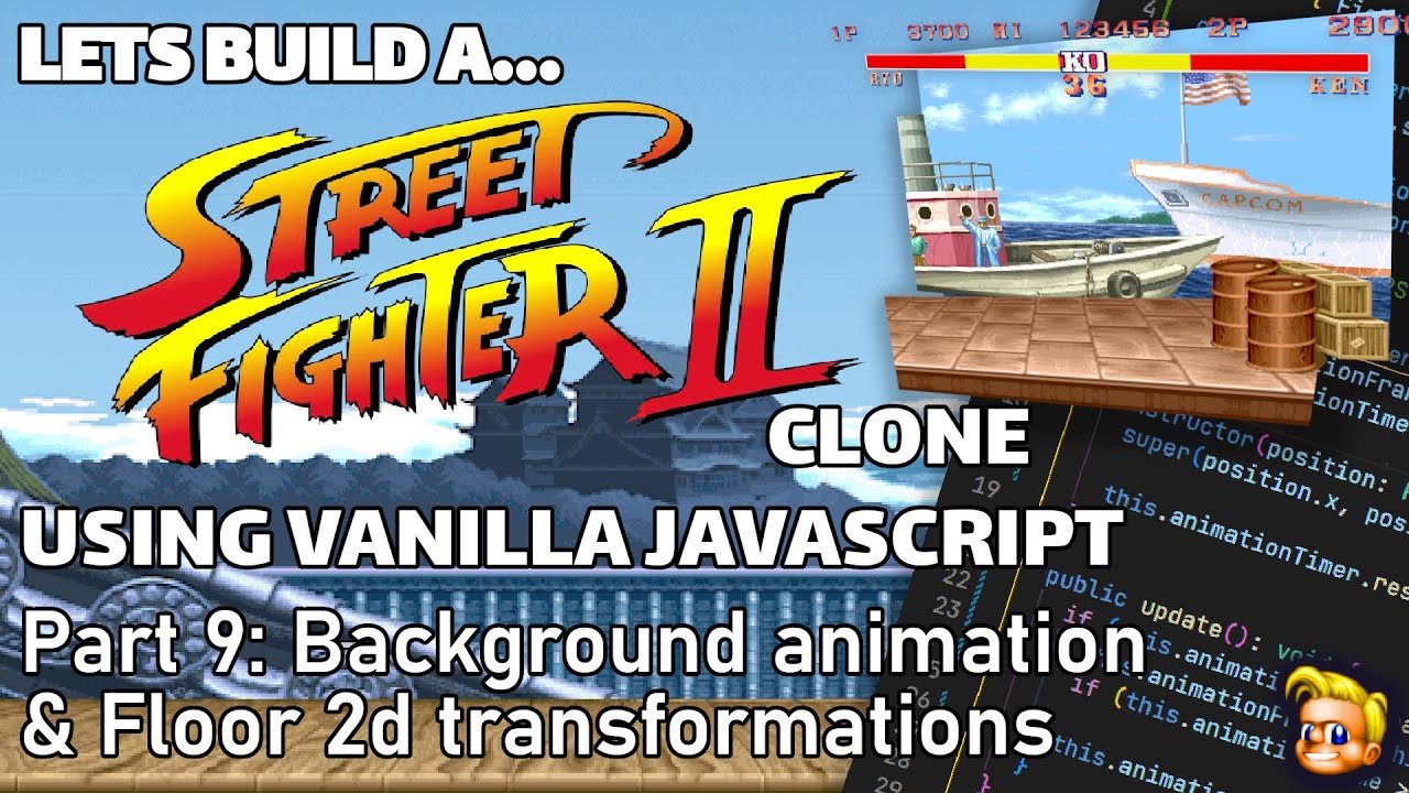 Создание игры Street Fighter с помощью JavaScript, HTML Canvas | Фоновая анимация, эффект пола (Ч...
