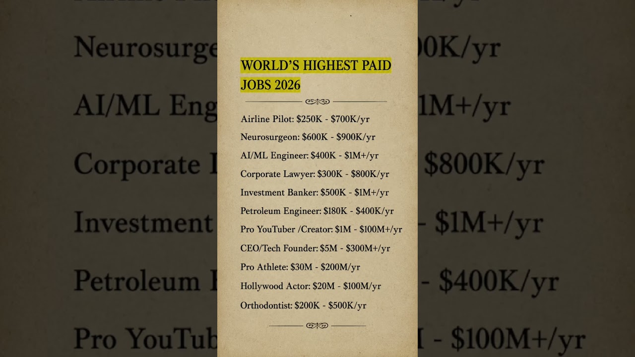 World Highest Paid Job In 2026#job #jobs #money #paid #highestsalary #masteringdiscipline #life
