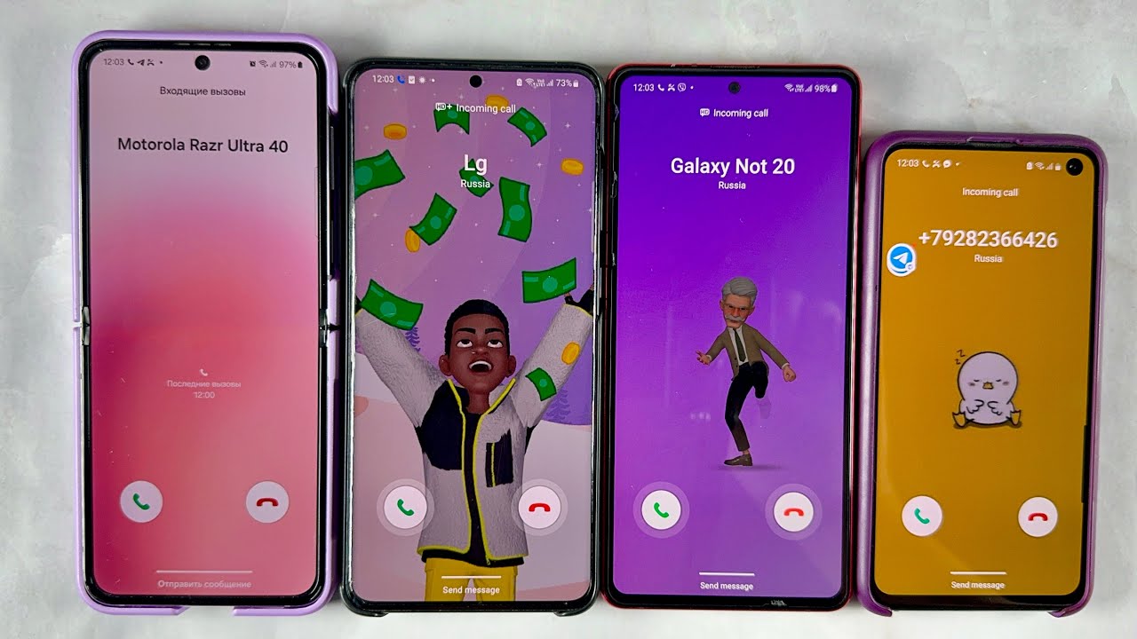 Incoming Call Samsung Galaxy Z Flip 5 + Galaxy S20’Plus + Samsung Galaxy Note 10 + S10e Samsung