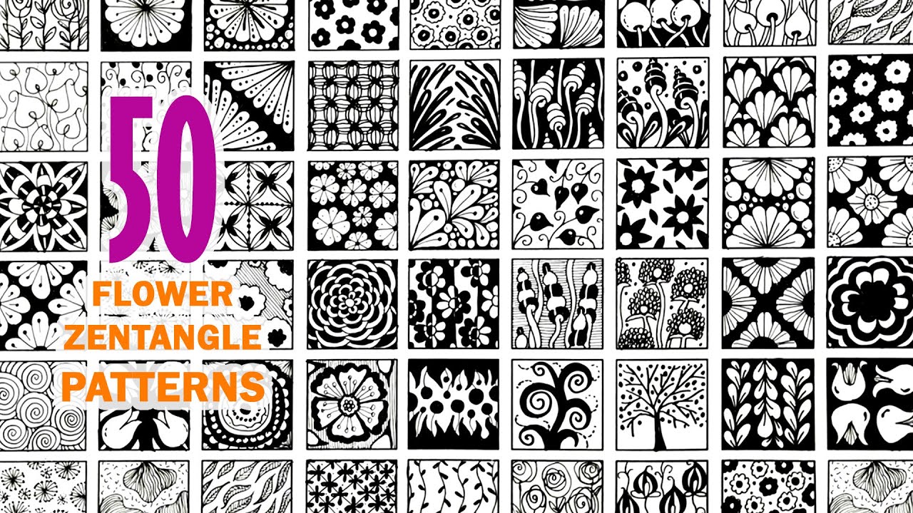 50 zentangle patterns floral 🌸 50 doodle patterns 🌸 50 patrones mandalas