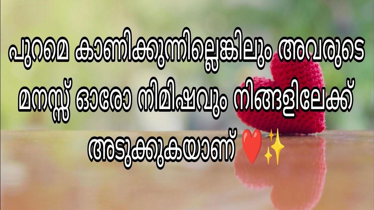 പുറമെ കാണിക്കുന്നില്ലെങ്കിലും അവരുടെ മനസ്സ് ഓരോ നിമിഷവും നിങ്ങളിലേക്ക് അടുക്കുകയാണ് ❤️✨