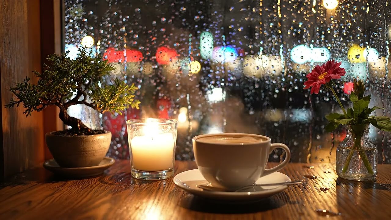 Rainy Window Midnight Cafe Jazz 🌧️ Cozy Smooth Background Music for Relax (3 Hours)