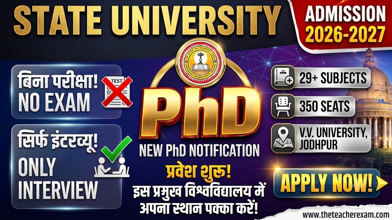 New PhD Notification 2026 | State University Admission | No Exam, Only Interview | 350 Seats