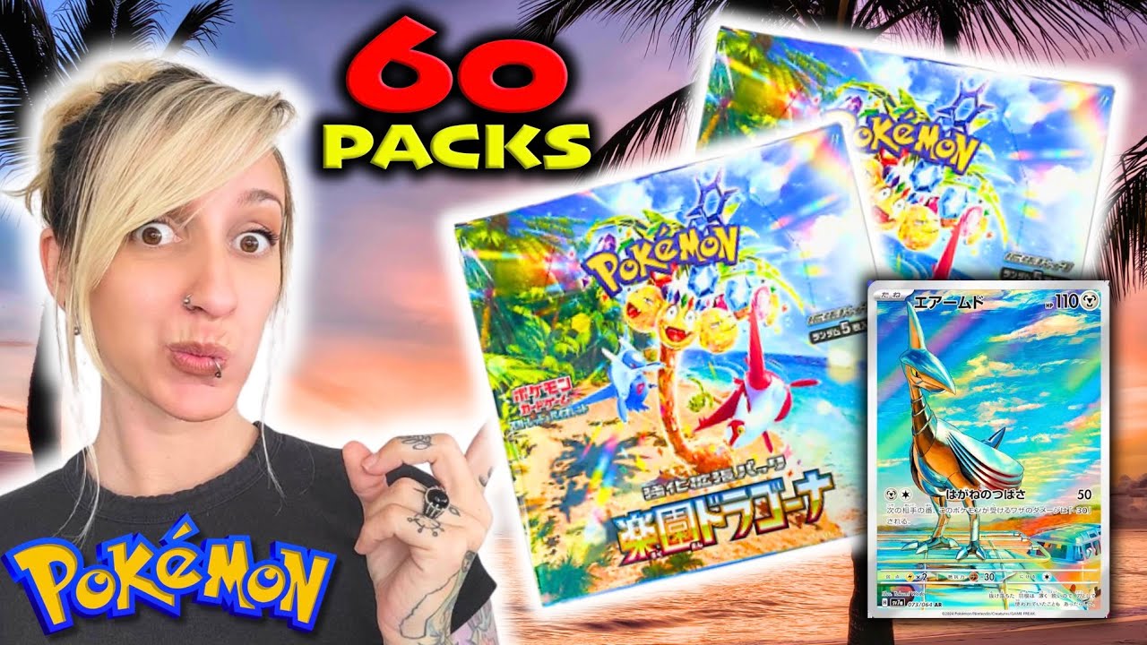 60 PACKS OF PARADISE DRAGONA!! Early look at Surging Sparks!! Japanese Pokemon Pack Opening!!