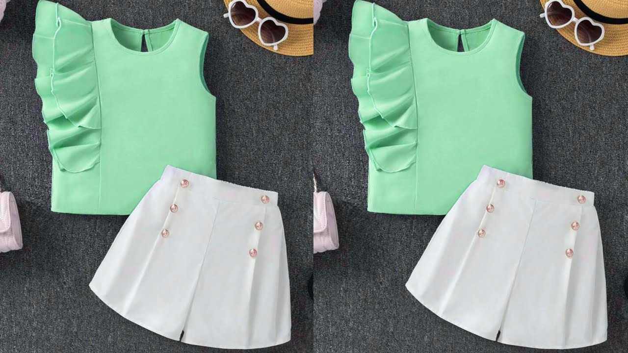 Trendy Side Ruffled Baby Tank Top With Stylish Shorts Cutting and Stitching/DIY Trending Baby Dress