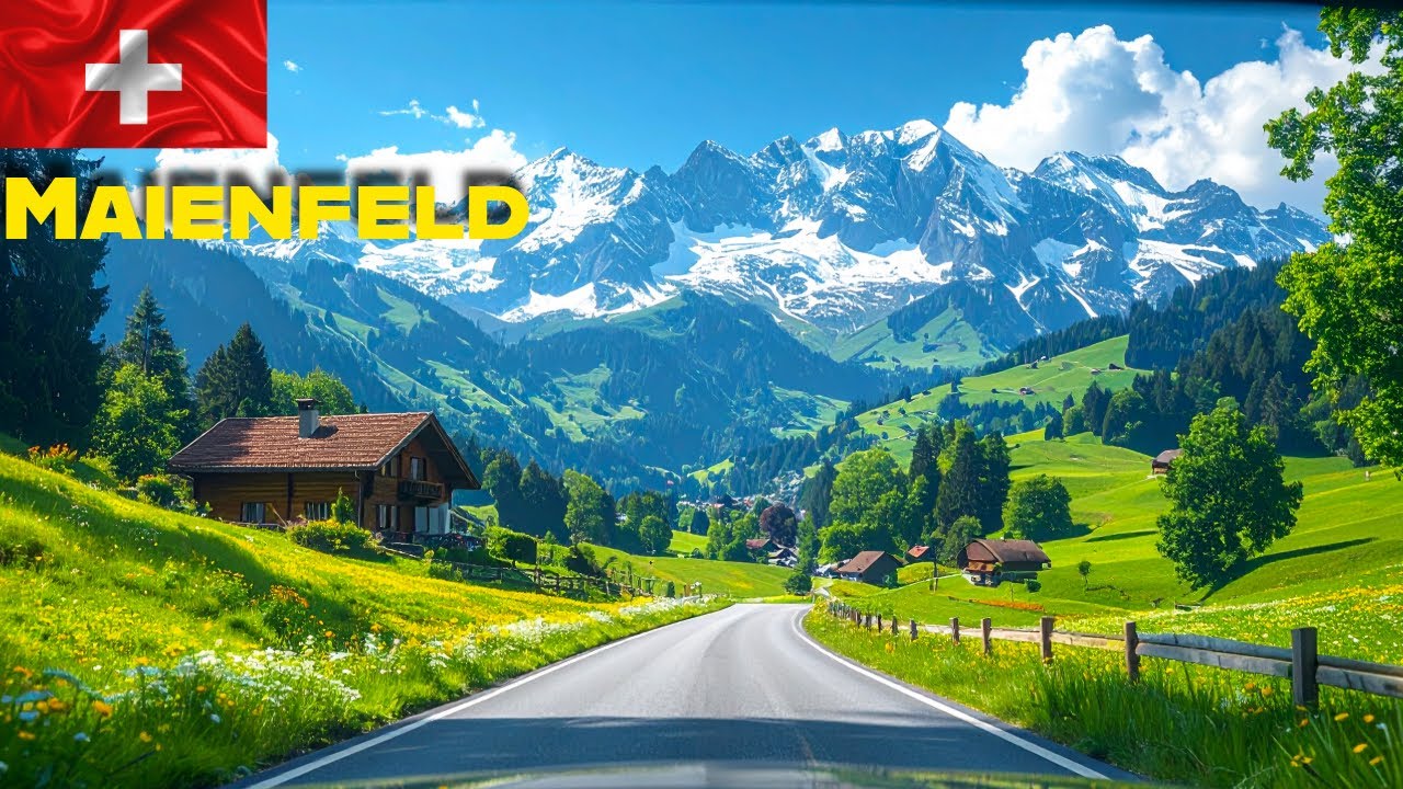 Maienfeld Scenic Drive 4K 🇨🇭 | Swiss Alps, Green Fields & Cozy Chalets