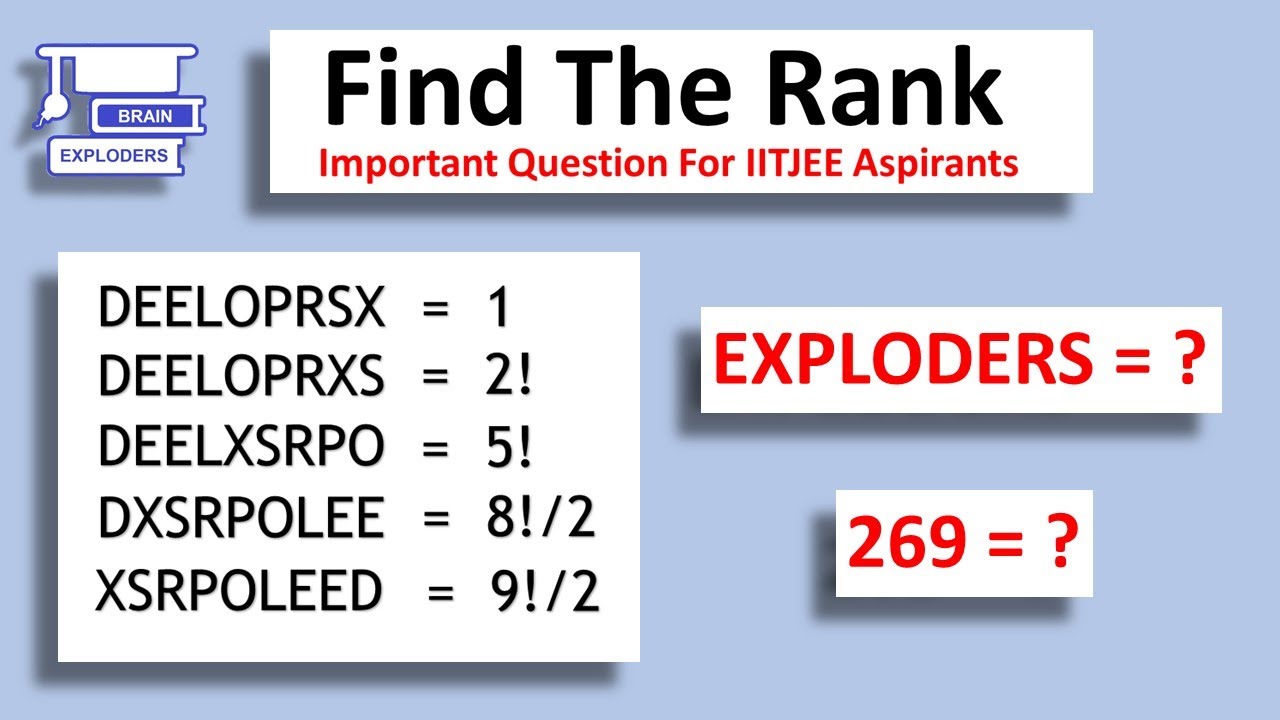 How To Find The Rank of Any Word - IITJEE Important Question