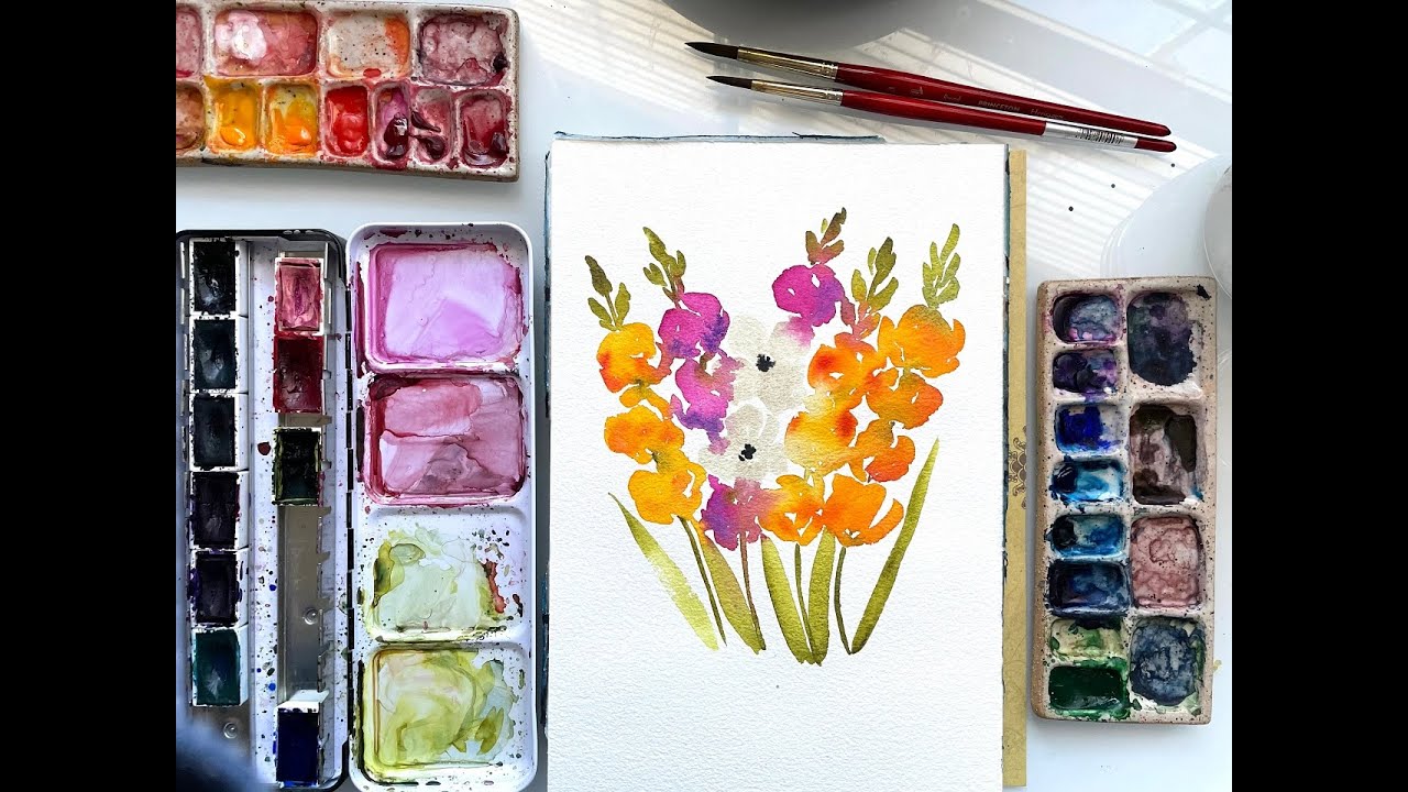 Loose Watercolor Wildflower Stems