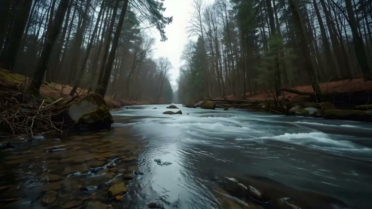 Gentle River Flow Through the Forest | Deep Sleep Ambience
