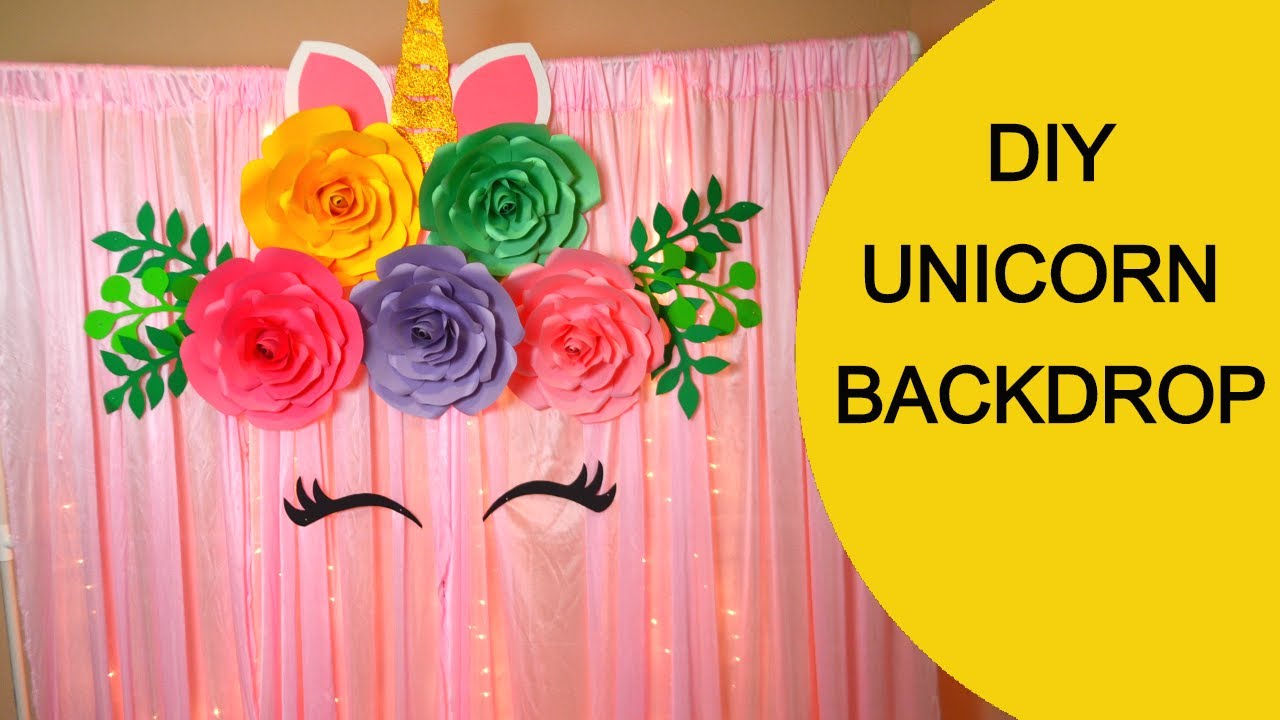DIY UNICORN BACKDROP|| UNICORN THEMED BIRTHDAY DECORATION || UNICORN PAPER FLOWERS