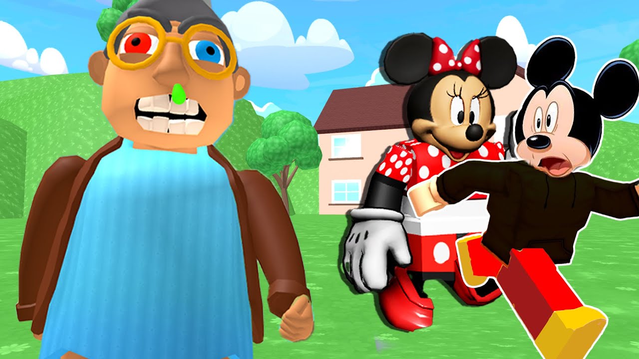 Mickey Mouse ESCAPE TEAM GRANDMA in Roblox (TEAMWORK OBBY)