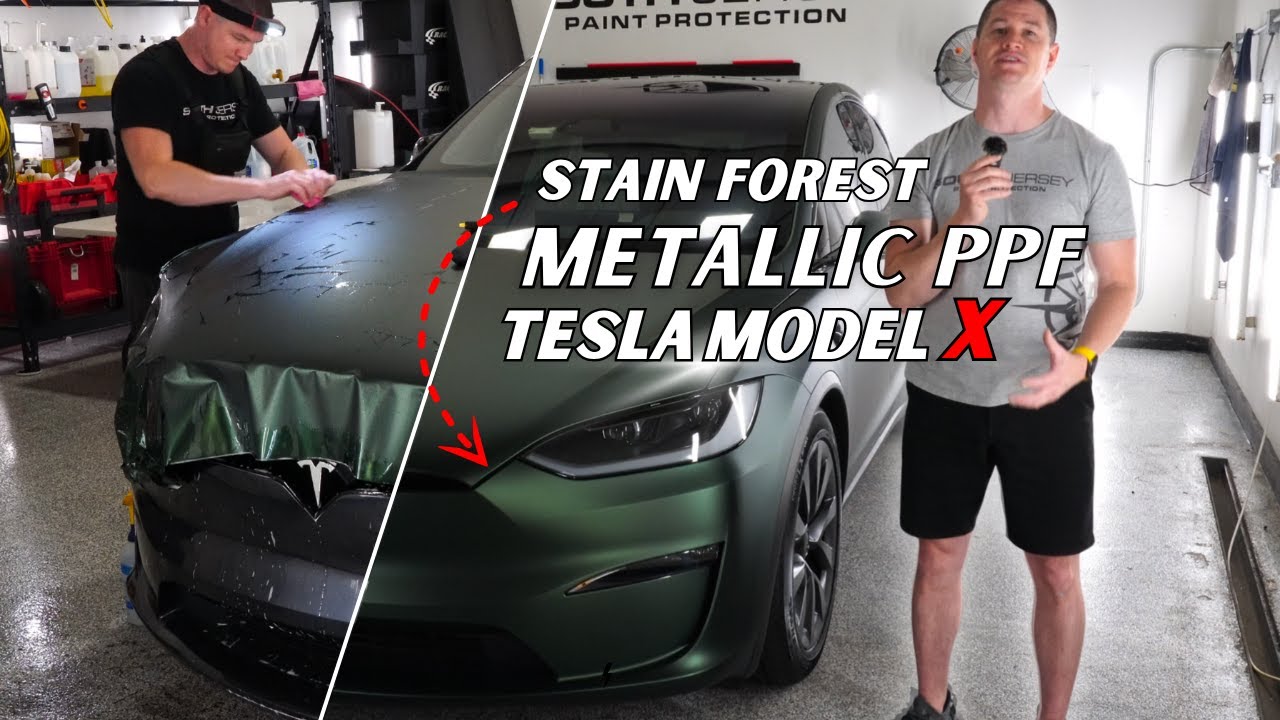 Pure PPF Satin Forest Green PPF Wrap & Ceramic Tint on 2024 Tesla Model X Plaid | Williamstown, NJ