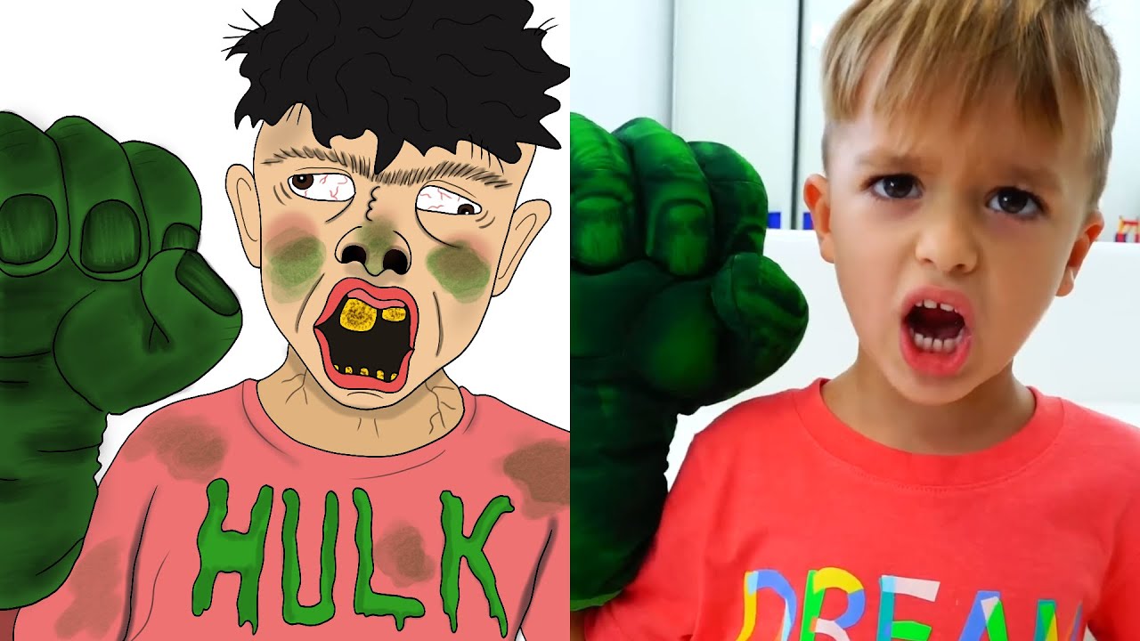 Vlad and Nikita Superheroes Logo Super Effects l Funny Drawing Meme