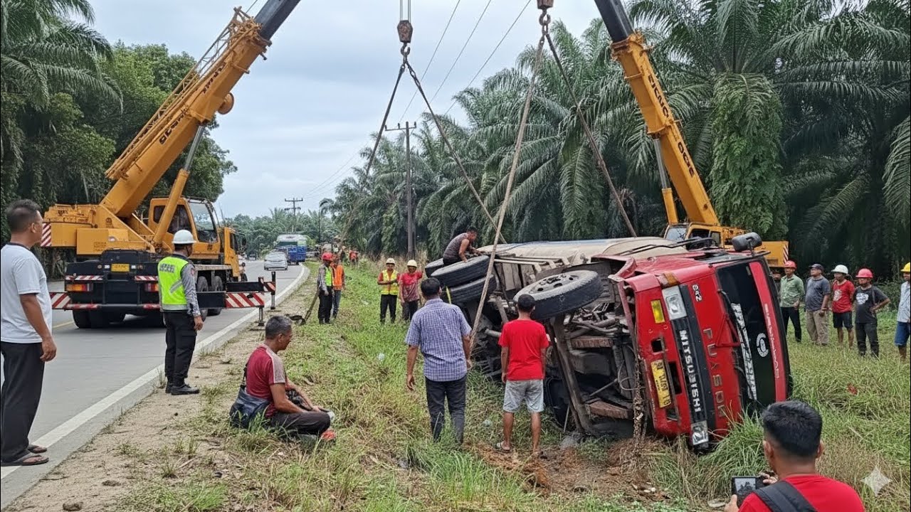 EVAKUASI Truck Tangki CPO Melibatkan 2 derek
