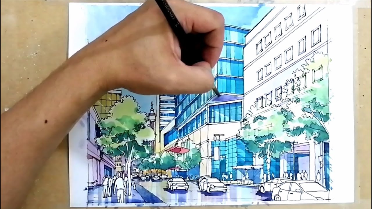 Watercolor Manual Architectural Rendering | Basic Tutorial | Arki Vlog #Architectural #Rendering