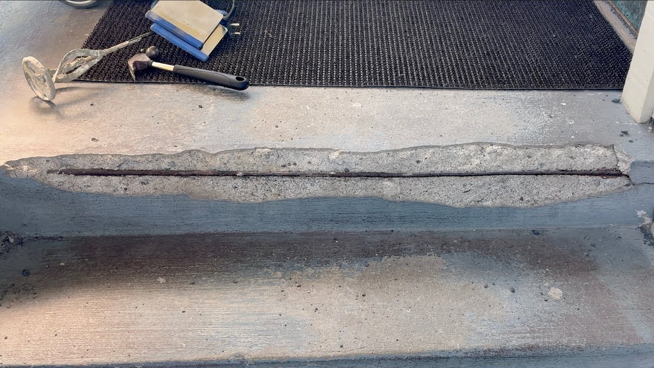 Letört beton lépcsőfok javítása