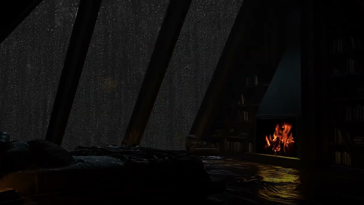 Quiet Night In Wooden Cabin 🌧️ | Fire Sounds And Rainfall 🔥 | Peaceful Sleep Ambience