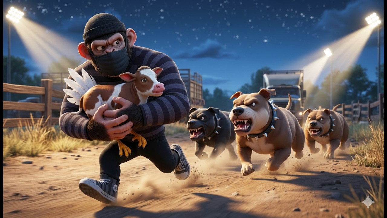 Monkey Funny | Giant Gorilla Robbed Cow Pig Hen In Pipi Farm | Monkey Cartoon
