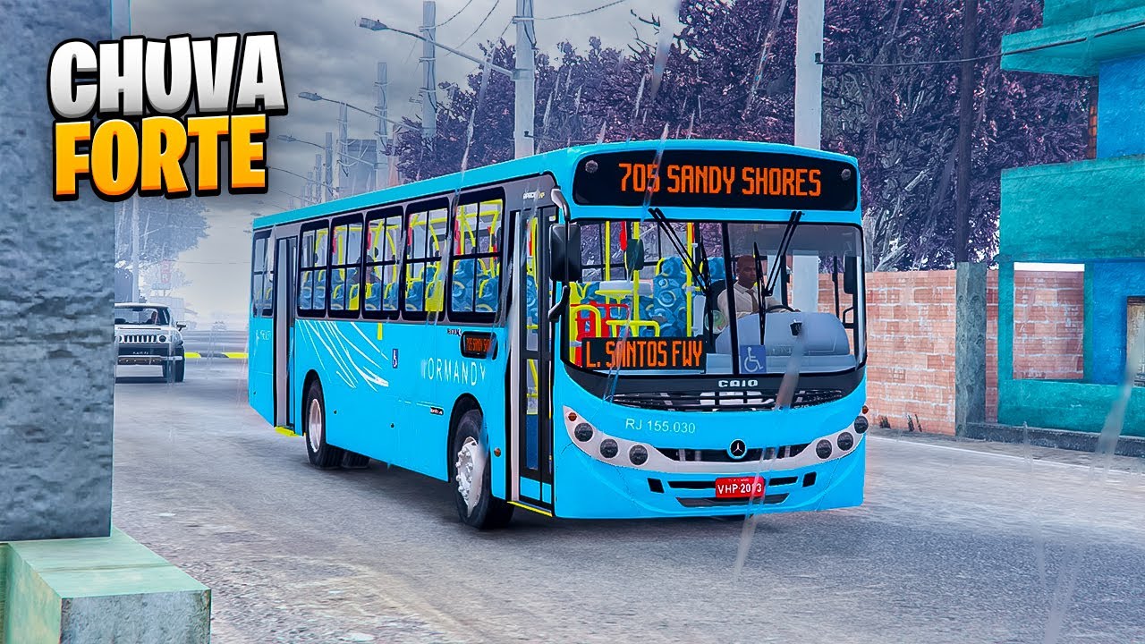 DIA DE CHUVA FORTE NA SAÍDA DA CIDADE! GTA 5 - BusVlog #172