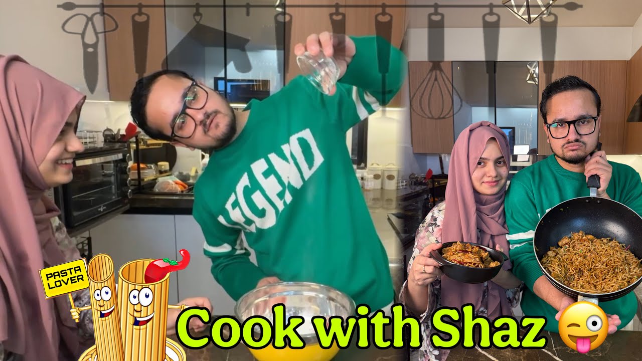 My husband first time in the kitchen ♥️ | Shaz ne banae chilli garlic noodles 🍝 | Kitchen barbad 😭😭
