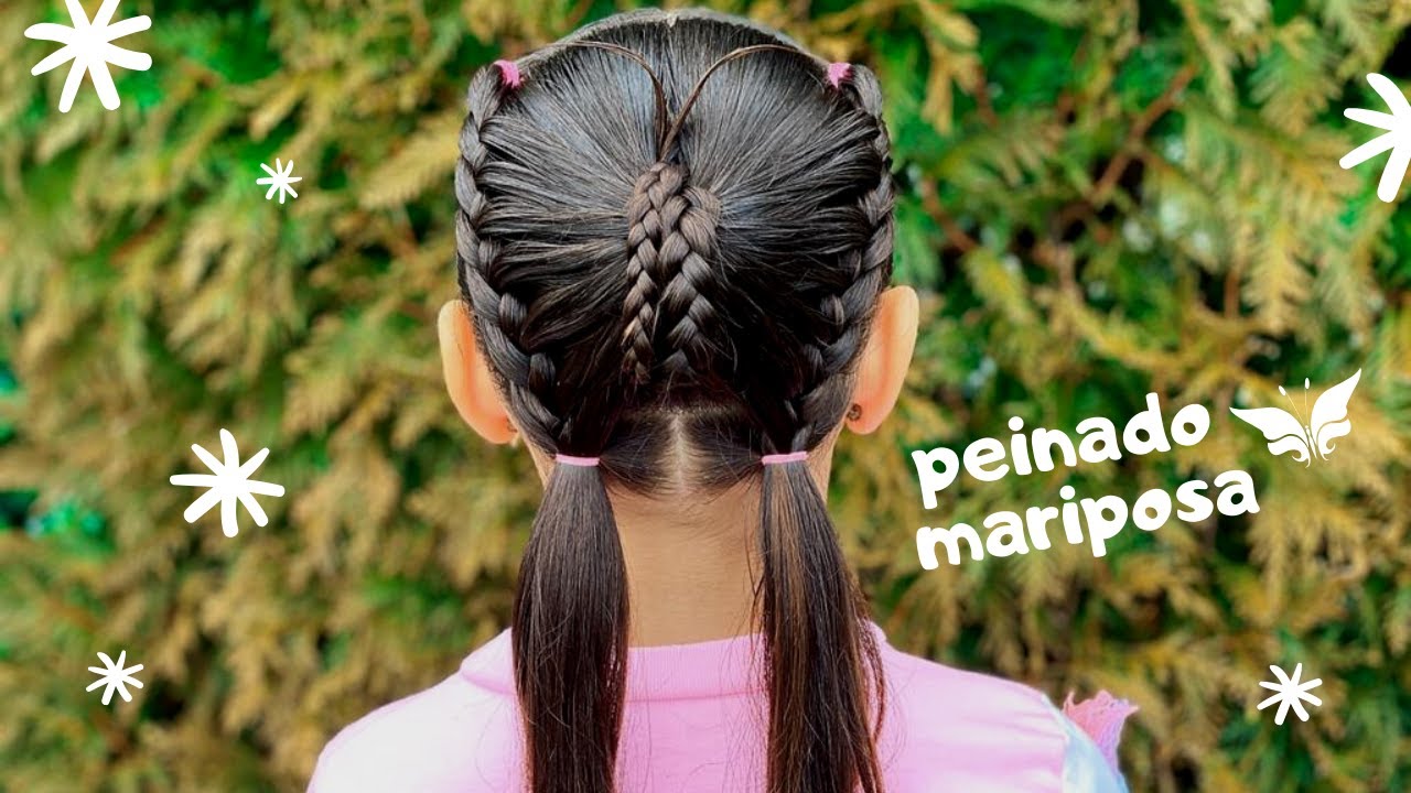 PEINADO MARIPOSA CON COLETAS 🦋 | PEINADOS FACILES Y RAPIDOS