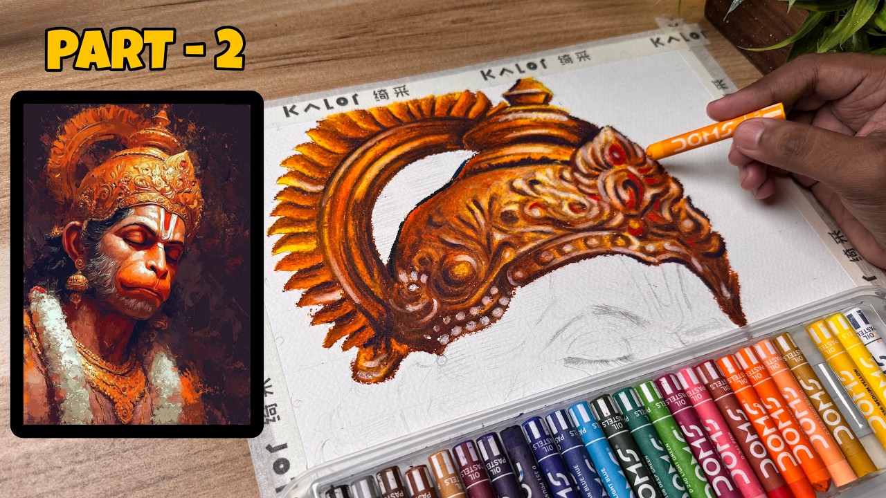 How To Draw mukut Of Hanuman Ji,  Hanuman ji Drawing,  Oil Pastel Drawing 😍