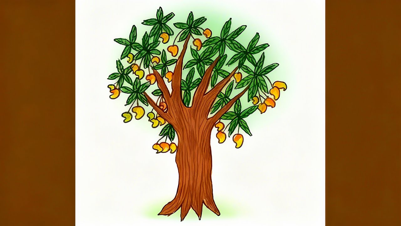 How to draw Mango tree/আম গাছ আঁকা/Tree drawing step by step 
