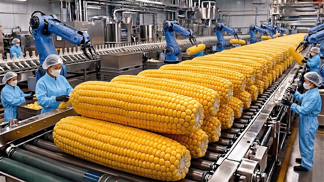Inside a High-Tech Sweet Corn Factory  How It Is Canned (Full Process)