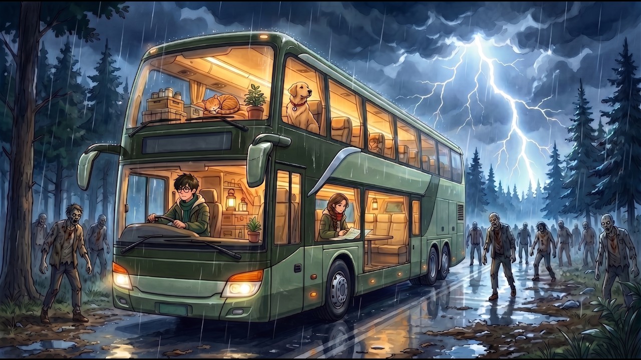 Survival Inside A Luxury Glass Bus During a Zombie Apocalypse | Cozy Survival ASMR