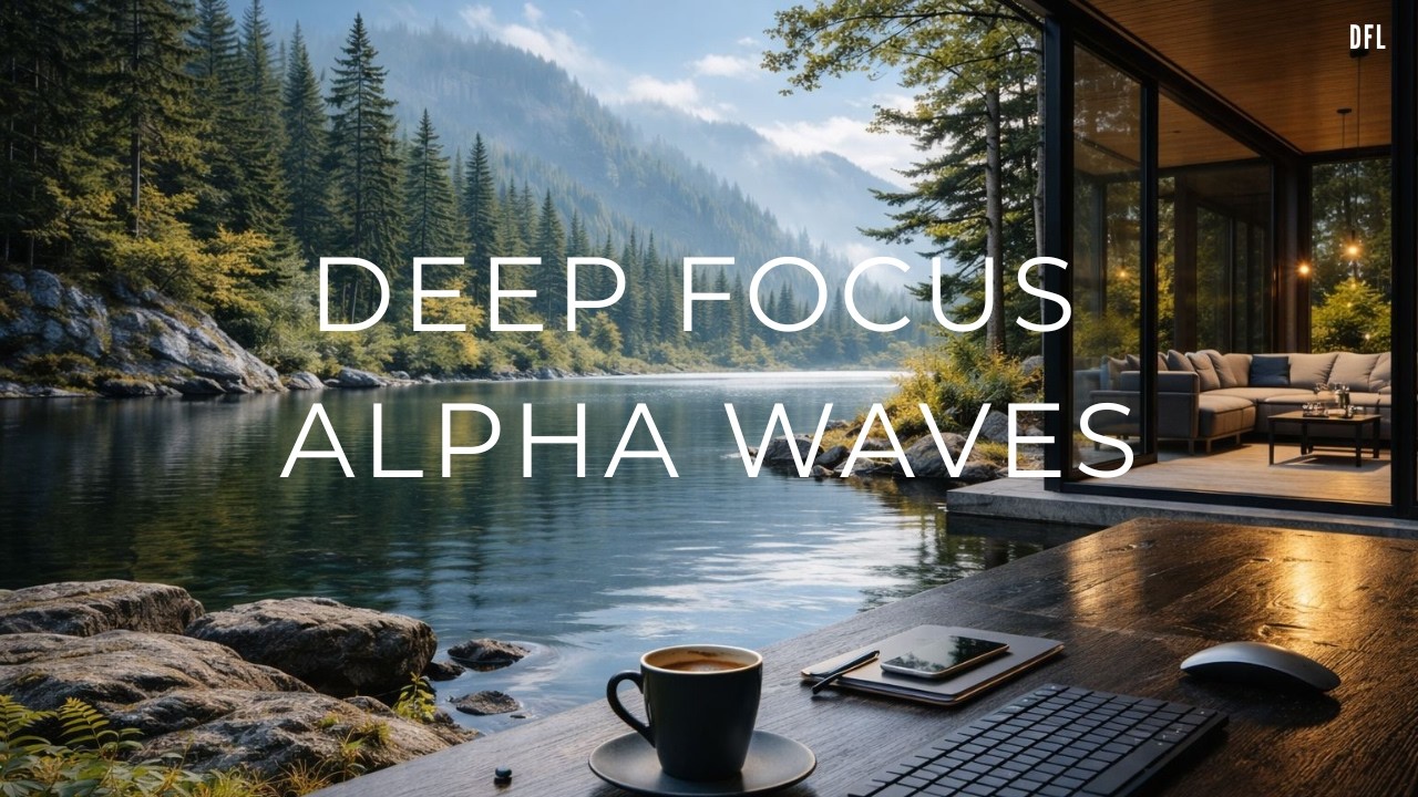 Deep Focus Work Music Peaceful Lake Cabin, Soft Piano & Ambient Waves (3 Hours)