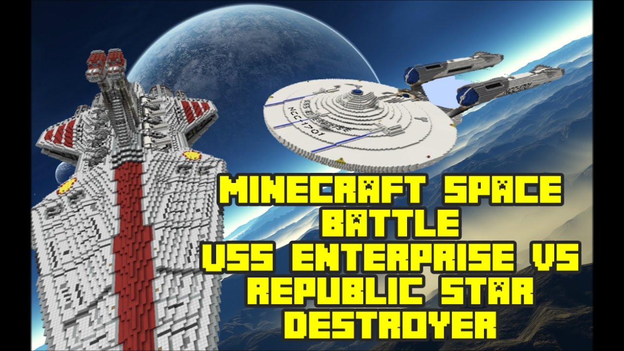 Minecraft: EPIC SPACE BATTLE- Star Trek vs Star Wars  [Enterprise vs Venator Star Destroyer]
