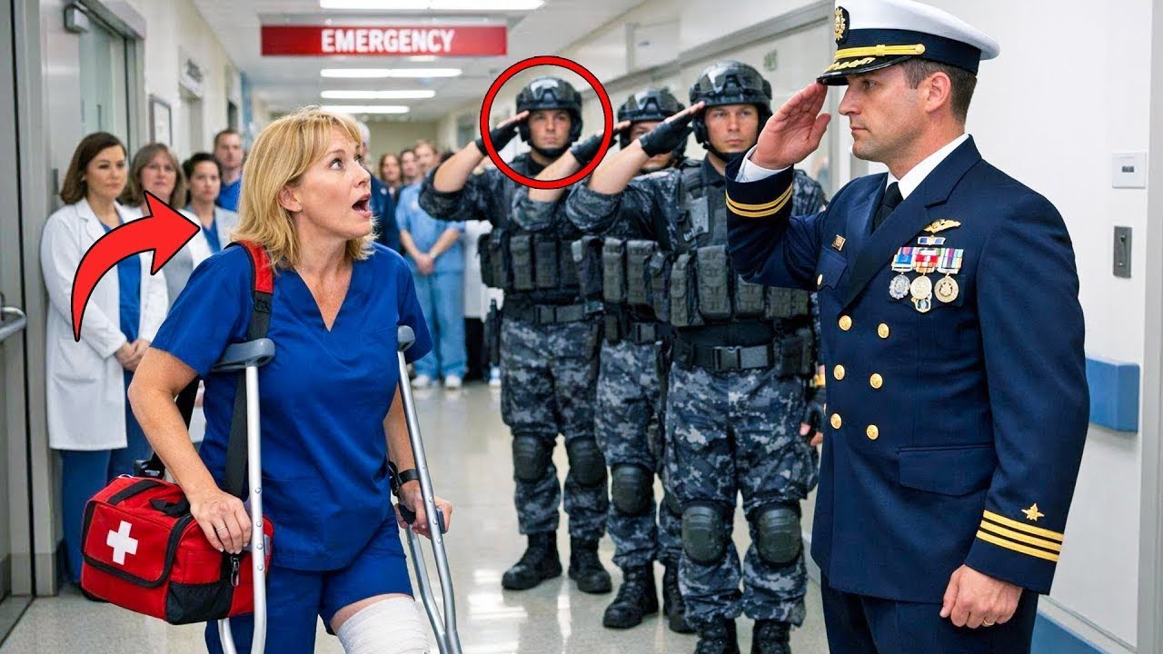 Ils se Moquaient de l'Infirmière Boiteuse — Puis un Capitaine SEAL l'a Saluée Devant Tout le Monde