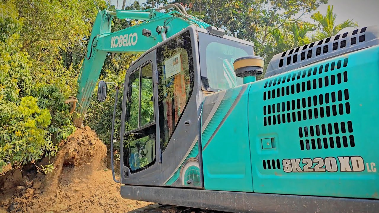Kobelco Excavator Dredging a Village Canal | Improving Water Flow Project