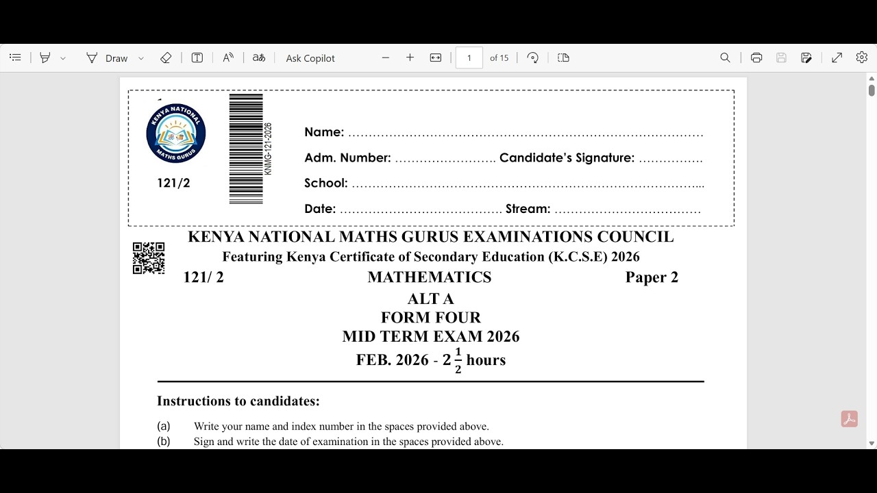 MATHEMATICS PAPER 2, SECTION 2 - KCSE 2026 PREPARATIONS