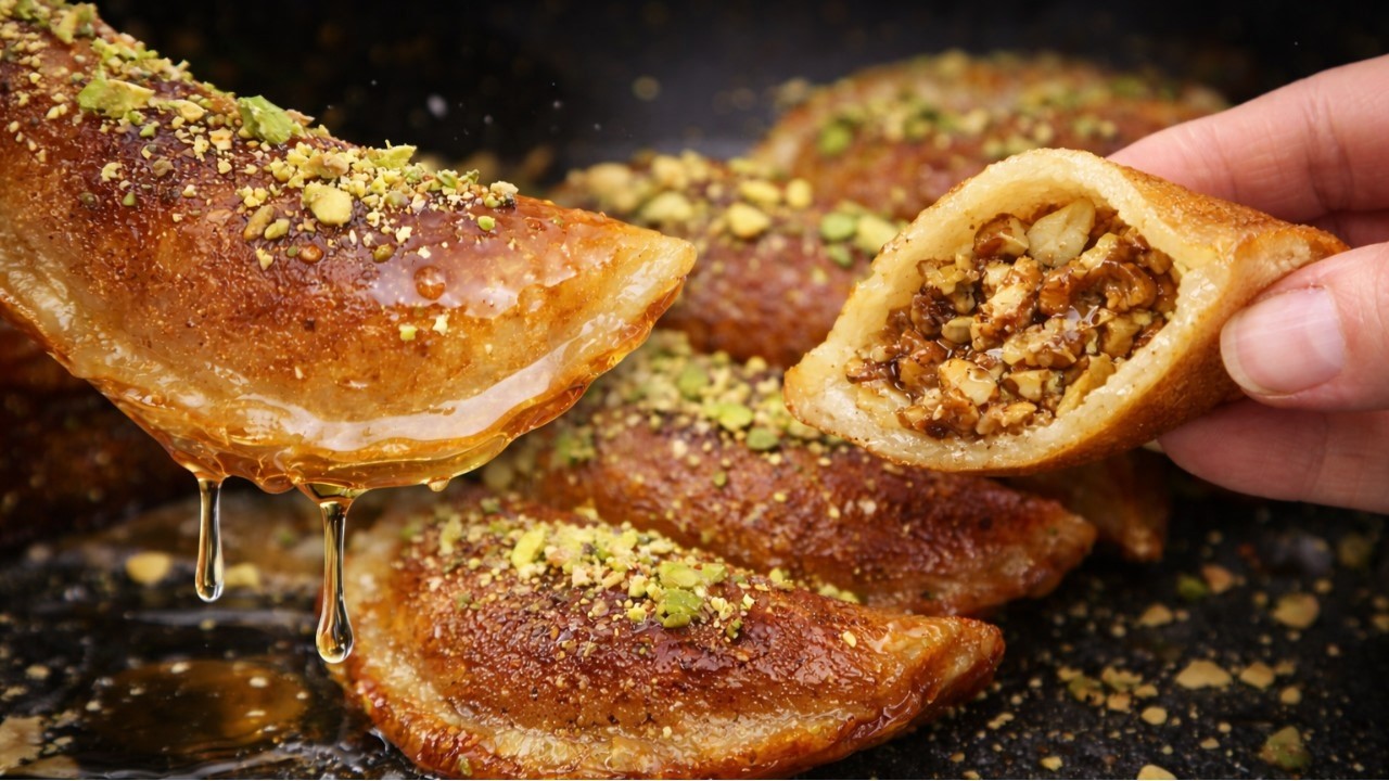 Perfect Qatayef (Atayef) Recipe | Crispy Walnut Qatayef with Syrup – Easy Ramadan Dessert