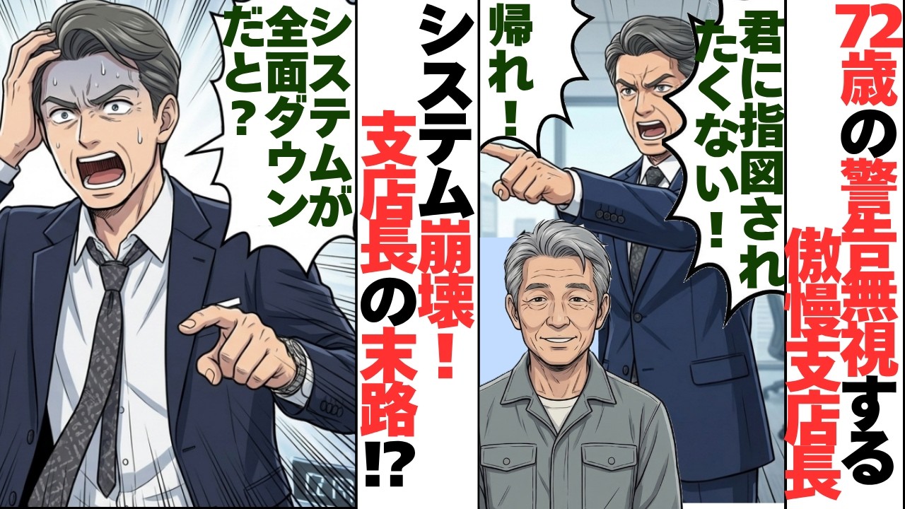 【スカット系漫画】伝説の技術者を6時間放置したあげく「老害」「無能」呼ばわりをしたエリート支店長→翌朝、銀行機能が完全停止し、エリート人生も強制終了ｗ