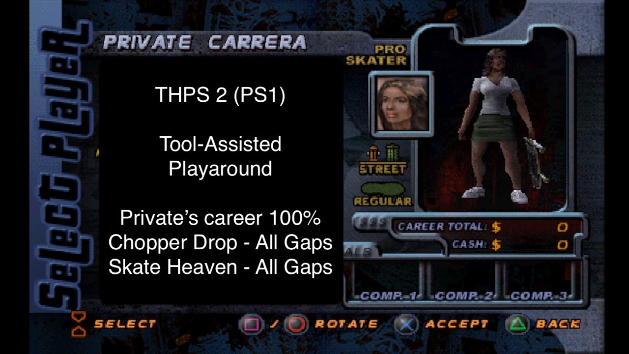[TAP] THPS 2 (PS1) - Private's career 100% + All Gaps on Chopper Drop & Skate Heaven