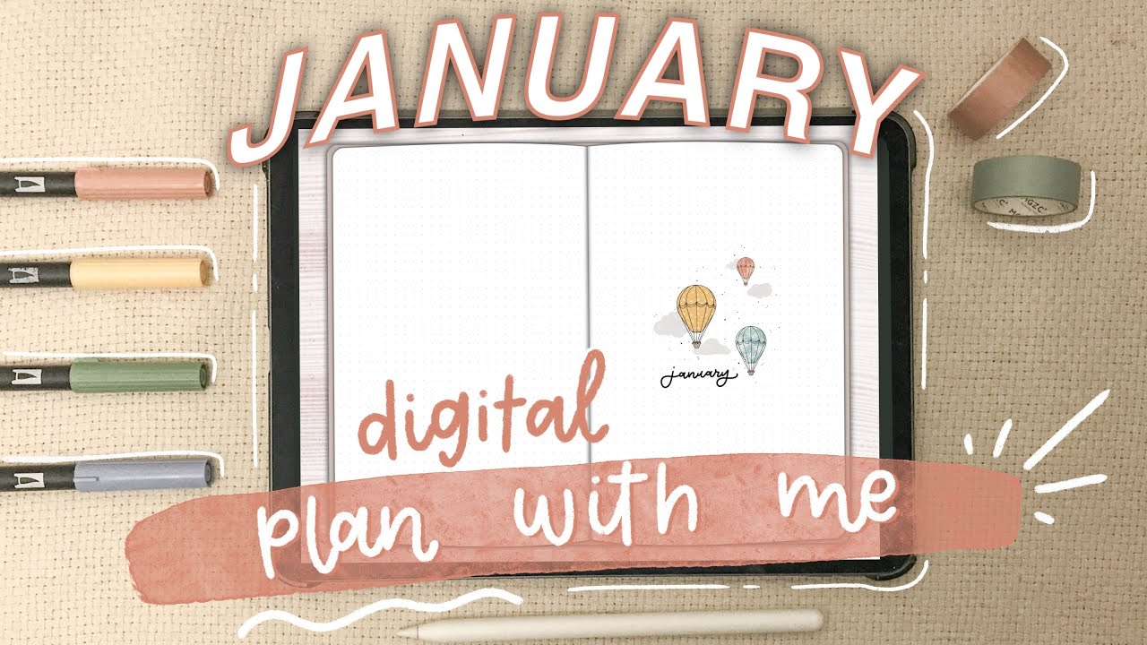 JANUARY DIGITAL PLAN WITH ME | January 2022 Digital Bullet Journal Setup | January Digital Planner