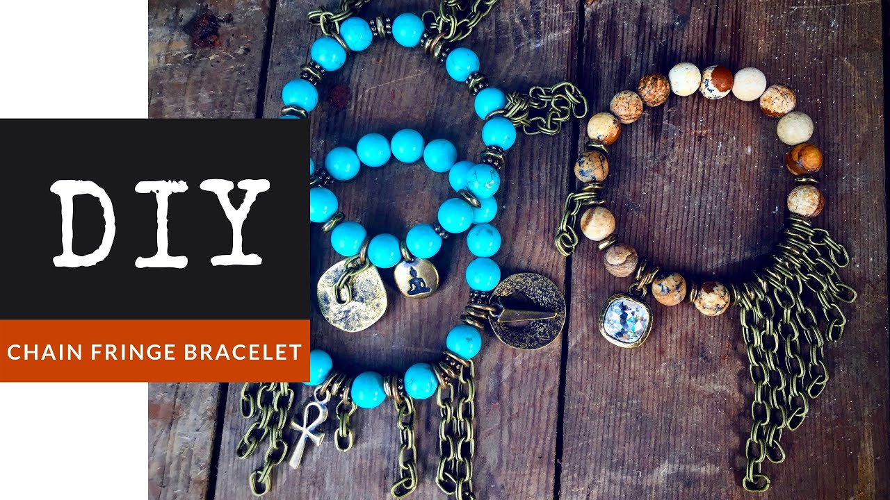 How To Make Gemstone Chain Fringe Stretchy Bracelets With The Bead Place
