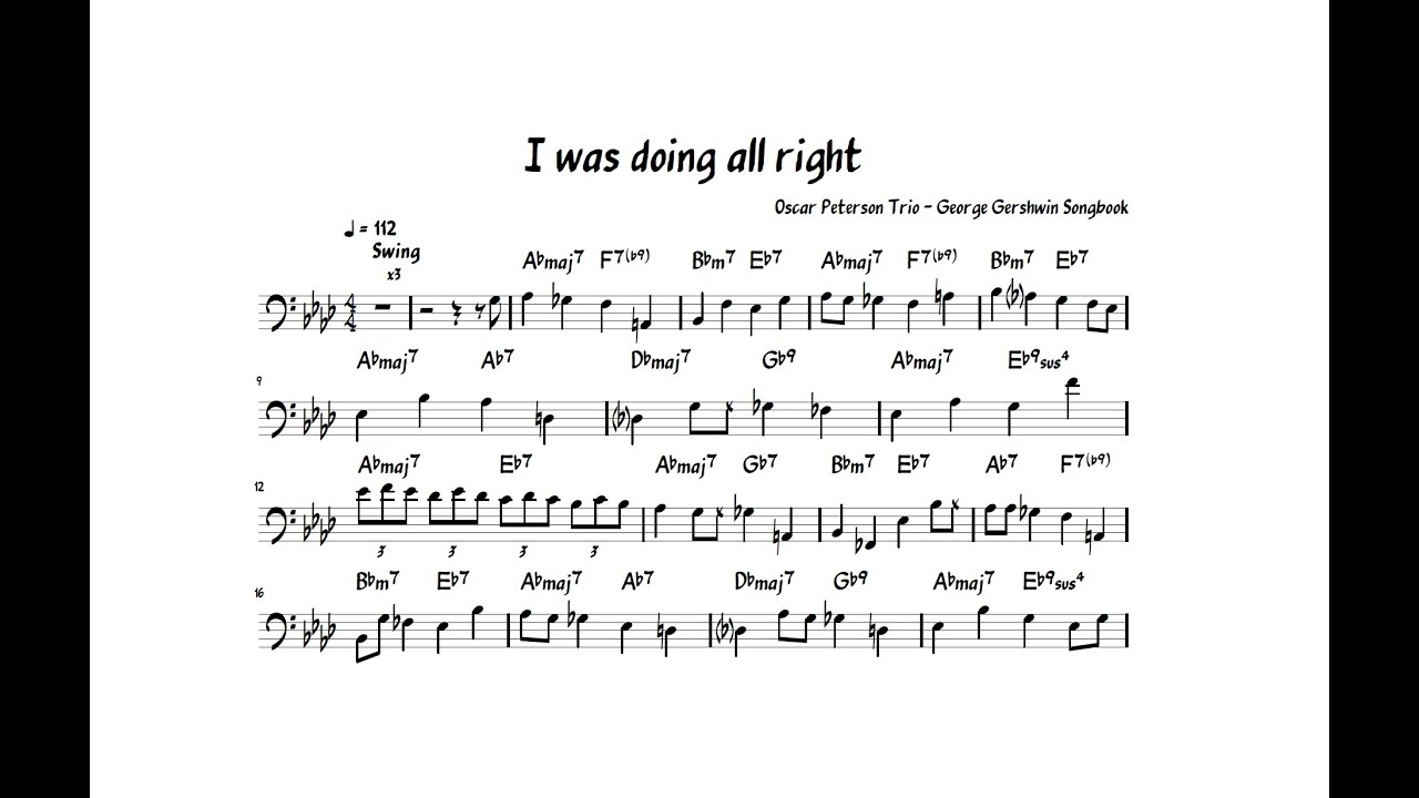 Ray Brown Transcription -  I was doing all right -  Oscar Peterson trio -  George Gershwin songbook