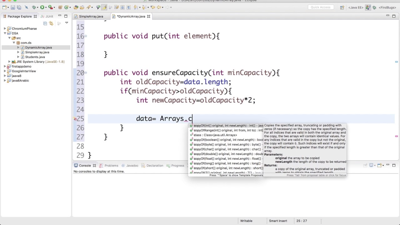 6- implement dynamic array in java