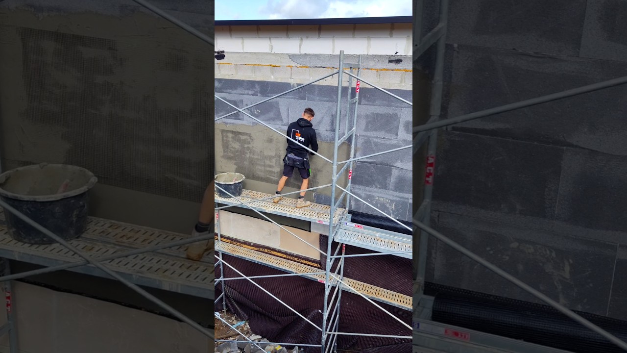 isolation cimentage pose de pierre reconstitu&eacute;e #pierreacoller #construction  #belgium