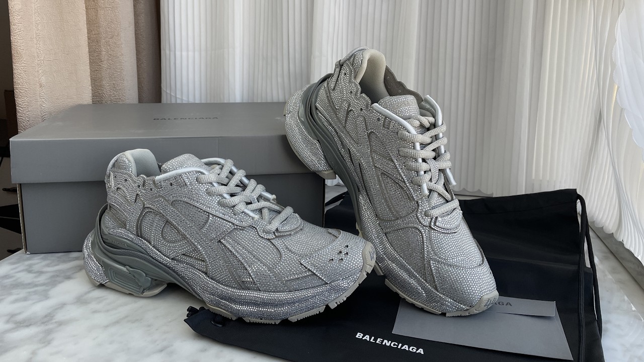 Balenciaga Runner Sneakers With Rhinestones White Review #review #unboxing #shoes #sneakers