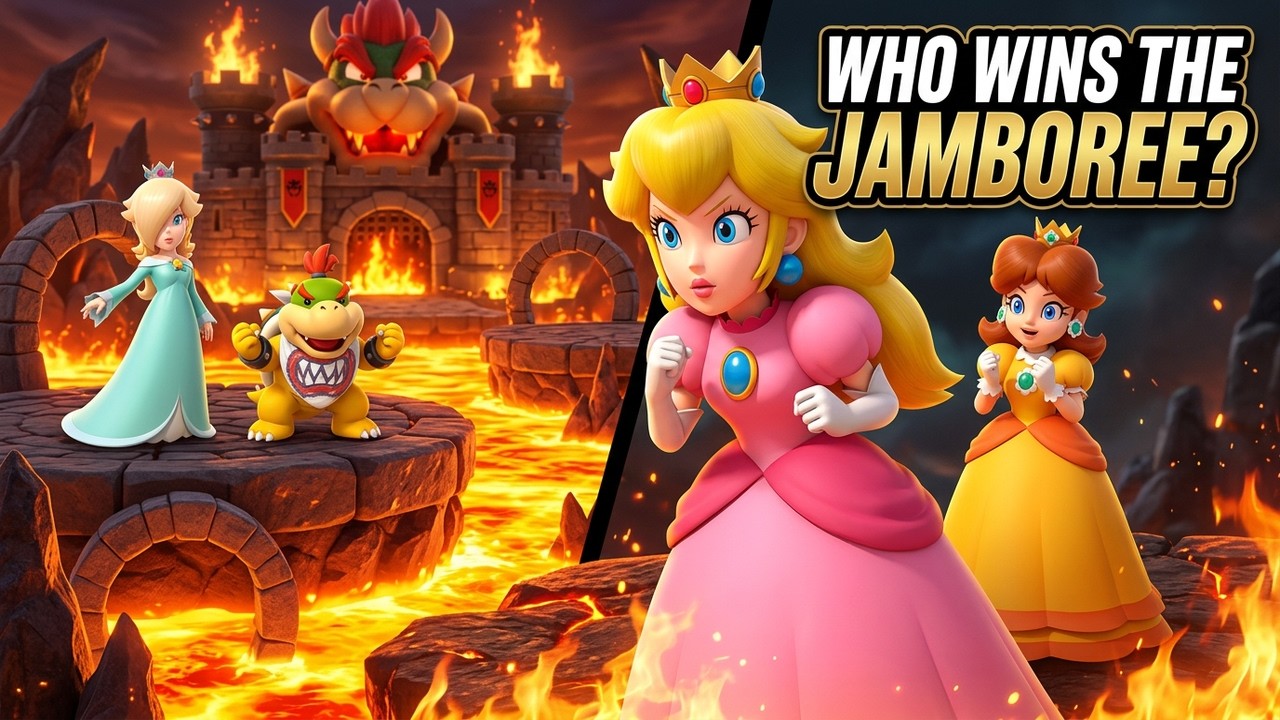 Super Mario Party Jamboree - Peach & Daisy vs. Rosalina & Bowser Jr. (King Bowser's Keep)