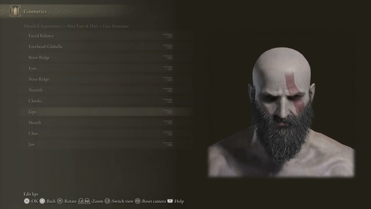 Kratos The God of War, character creation Elden Ring