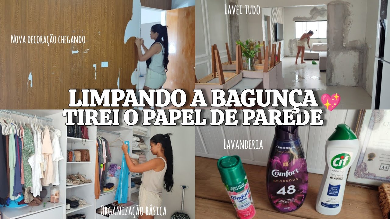 TIREI O PAPEL DE PAREDE, lavei o piso pela primeira vez, LIMPEZA E ORGANIZAÇÃO NA CASA, unhas clean✨