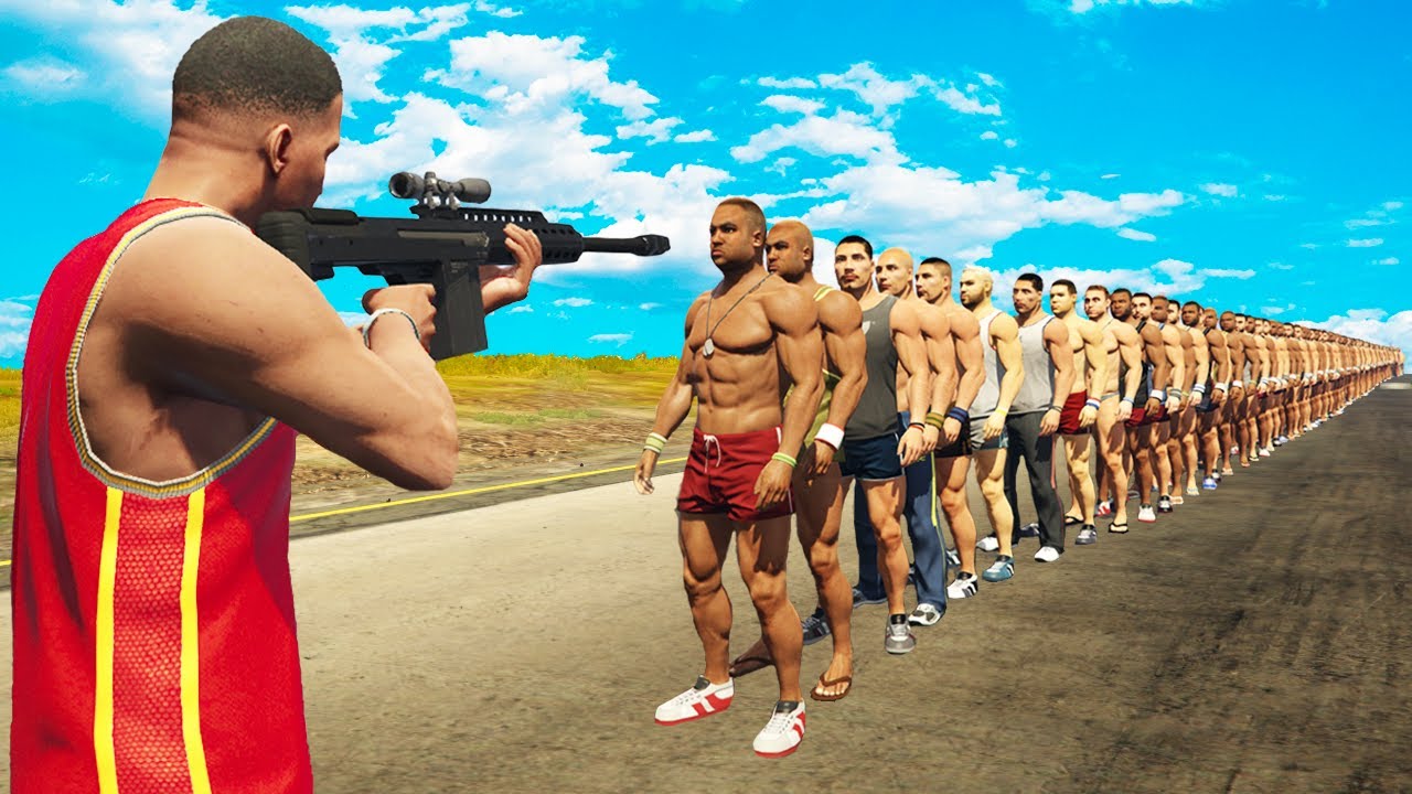1 BALA vs 1000 PERSONAS en GTA 5
